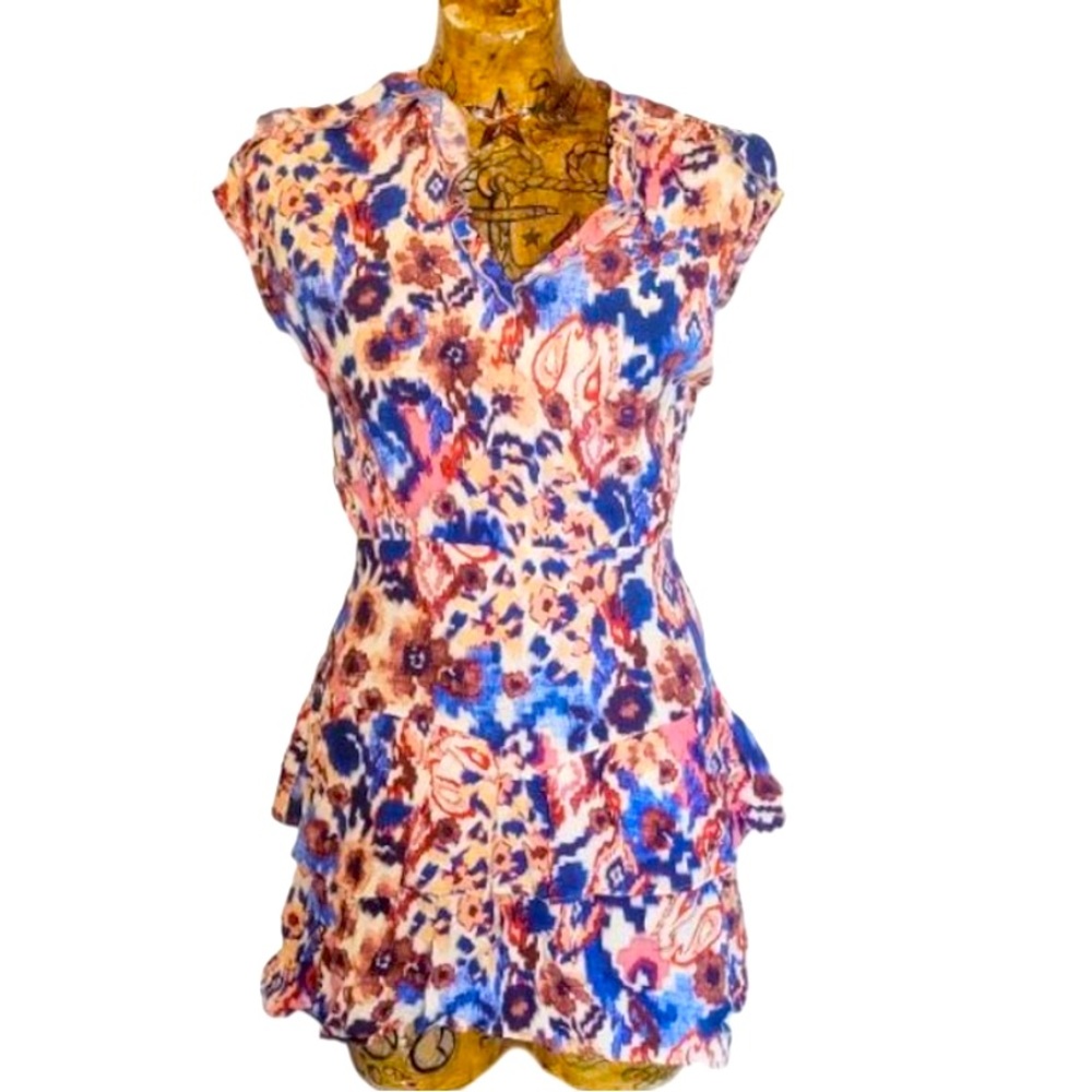Zara dress ruffles mini short pink & blue & white Size S small